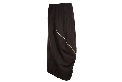 Vintage Collection Privée? wool blend brown striped avant garde skirt / Made in Italy