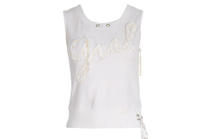 2000s "Girl" organza ribbon embroidered spellout tank top
