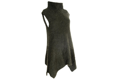Vintage Sarah Pacini angora knit funnel neck asymmetrical sleeveless tunic / Made in Italy