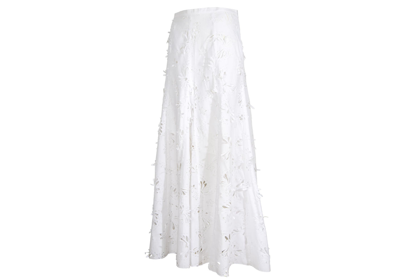 S/S 2004 Simultaneous white laser cut openwork fabric maxi skirt / Made in Italy