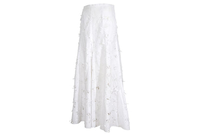 S/S 2004 Simultaneous white laser cut openwork fabric maxi skirt / Made in Italy