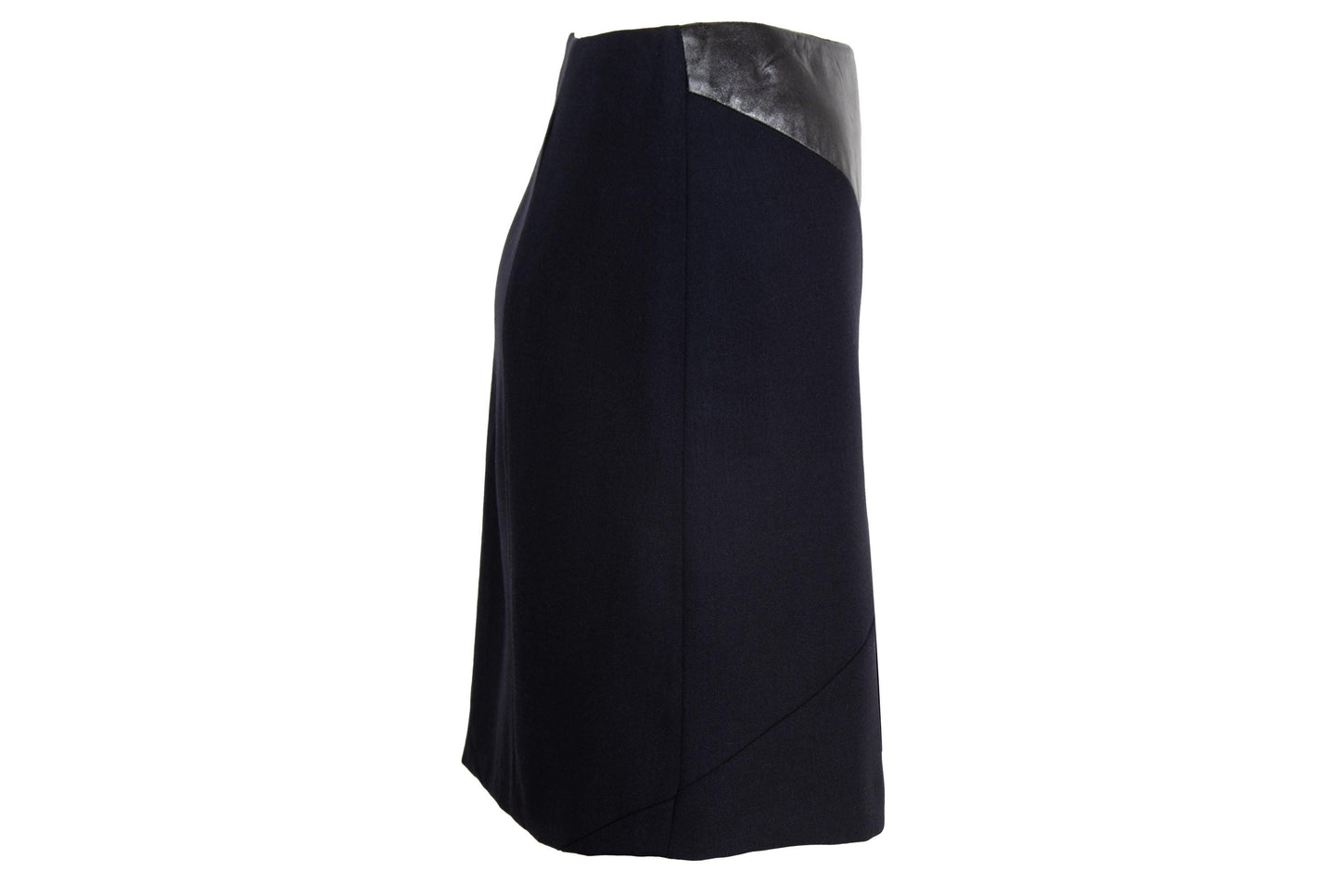 F/W 2001 Simultaneous avant garde black wool skirt with leather inserts / Made in Italy