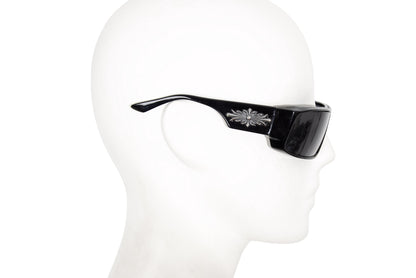 Vintage Robert La Roche sterling silver 925 cross wraparound black acetate sunglasses