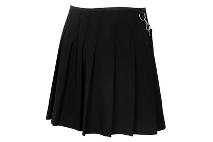 Vintage Simultaneous Asymmetric Pleated Wrap Skirt - Black Wool Blend - Size IT 44