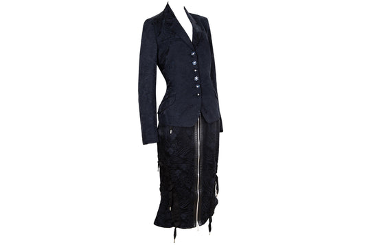 2000s Antonio Berardi cotton and silk blend jacquard two piece set / Made in Italy