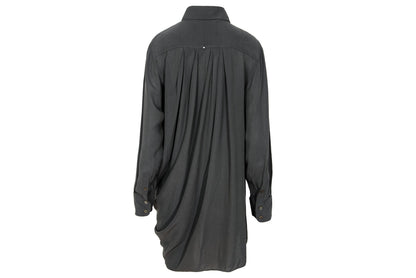 2000s Sportmax asymmetric draped charcoal grey shirt