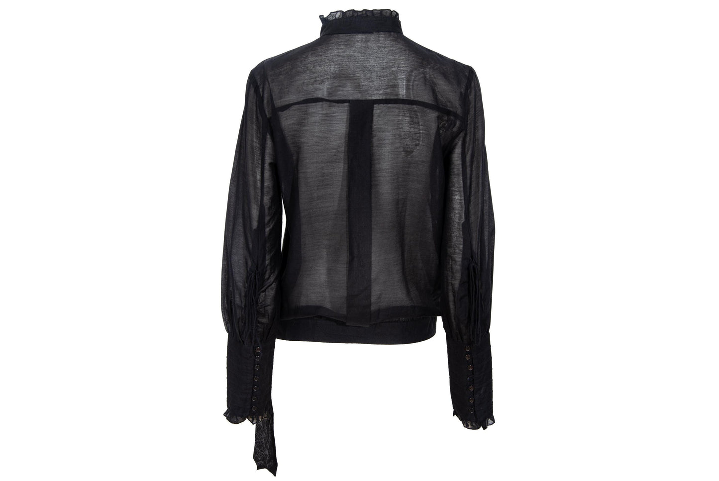 Vintage futuristic Edwardian inspired asymmetric button placket silk and cotton blend blouse