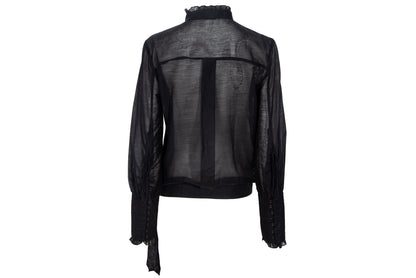 Vintage futuristic Edwardian inspired asymmetric button placket silk and cotton blend blouse