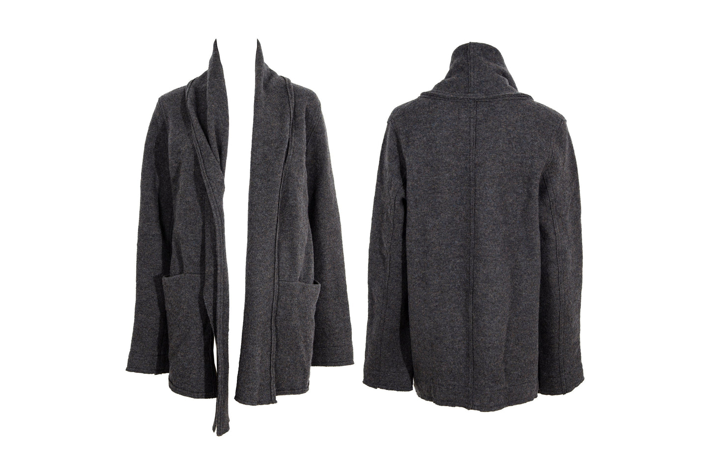 Vintage Pas de Calais 100% wool open front shawl collar coat
