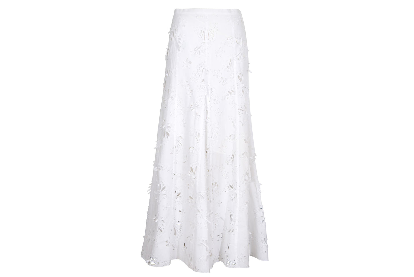 S/S 2004 Simultaneous white laser cut openwork fabric maxi skirt / Made in Italy