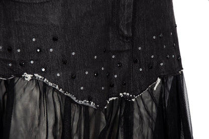 2000s denim & voluminous tulle avant garde tutu skirt / Made in Italy