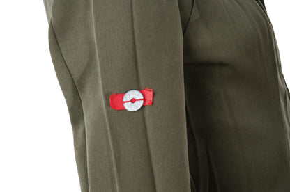 Vintage French brand permanent pleats army green two piece suit / Made in France