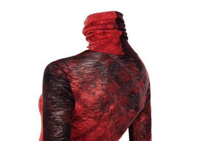 2000s Italian designer wool abstract turtleneck long sleeves top / Made in Italy