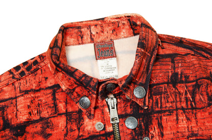 Jean Paul Gaultier "Fight Racism" red brick wall graffiti cropped jacket / Gaultier F/W 1997-1998 outerwear