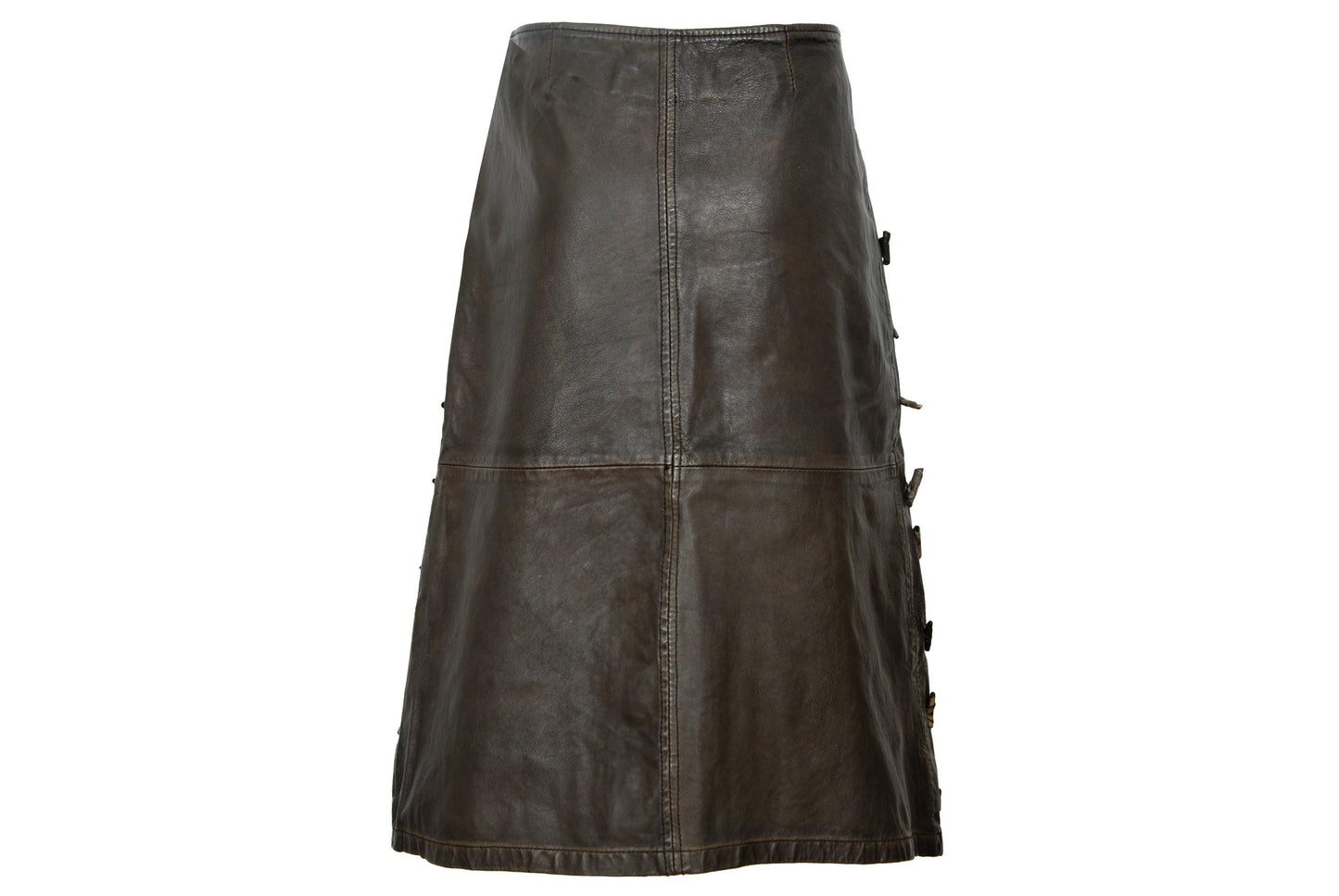 Vintage Collection Privée..? brown leather skirt with embellishments