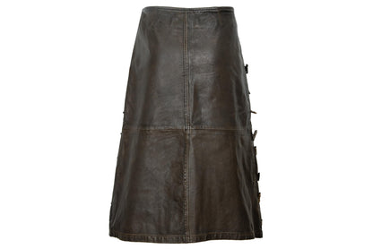 Vintage Collection Privée..? brown leather skirt with embellishments