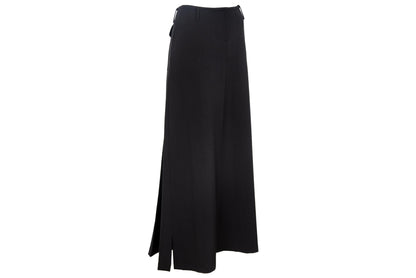 F/W 2001 Simultaneous black wool maxi skirt with back pleats and utilitarian patch pockets