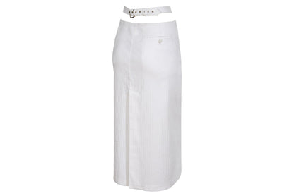 S/S 2003 Simultaneous white midi skirt with cutout integrated belt / Made in Italy