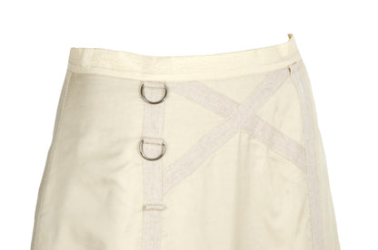 2000s Simultaneous Maxi Skirt, Beige Wool & Nylon, D-Ring Detail, Size S