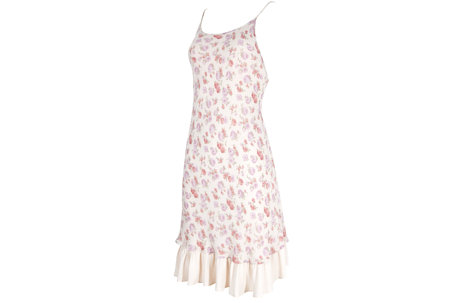 Vintage 100% silk floral print soft pink backless mini dress / Made in Italy