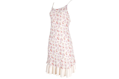 Vintage 100% silk floral print soft pink backless mini dress / Made in Italy