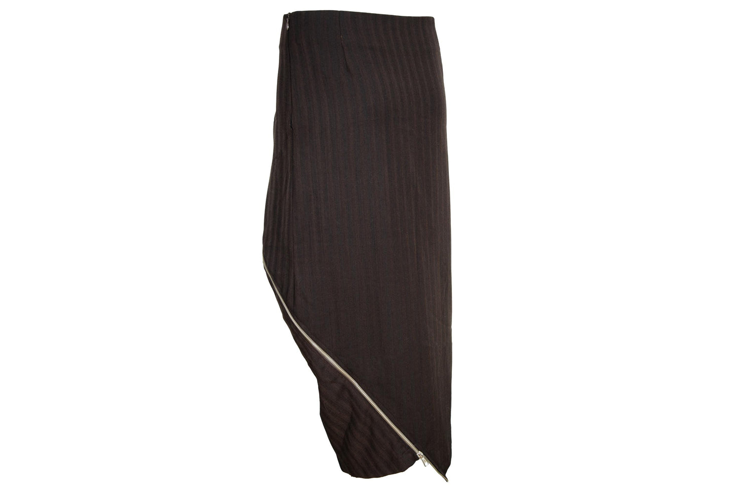 Vintage Collection Privée? wool blend brown striped avant garde skirt / Made in Italy