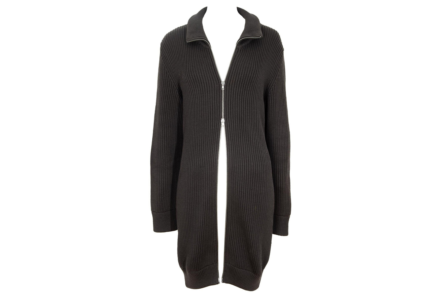 Vintage Martin Margiela 100% wool rib knit high collar zip front sweater