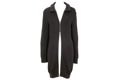 Vintage Martin Margiela 100% wool rib knit high collar zip front sweater