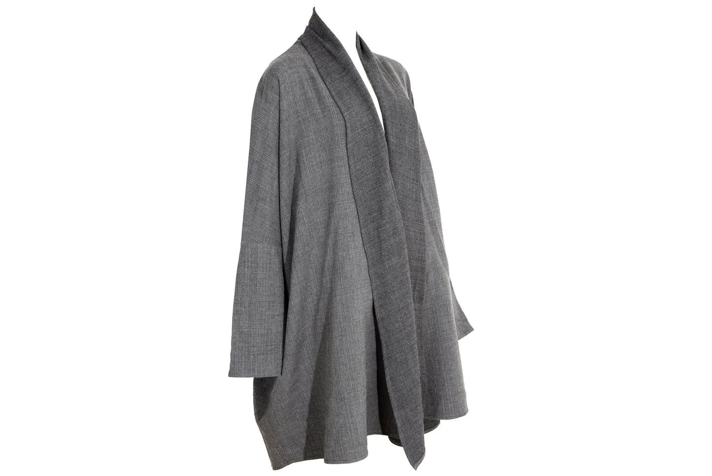 Eskandar grey wool loose draped oversized kimono coat