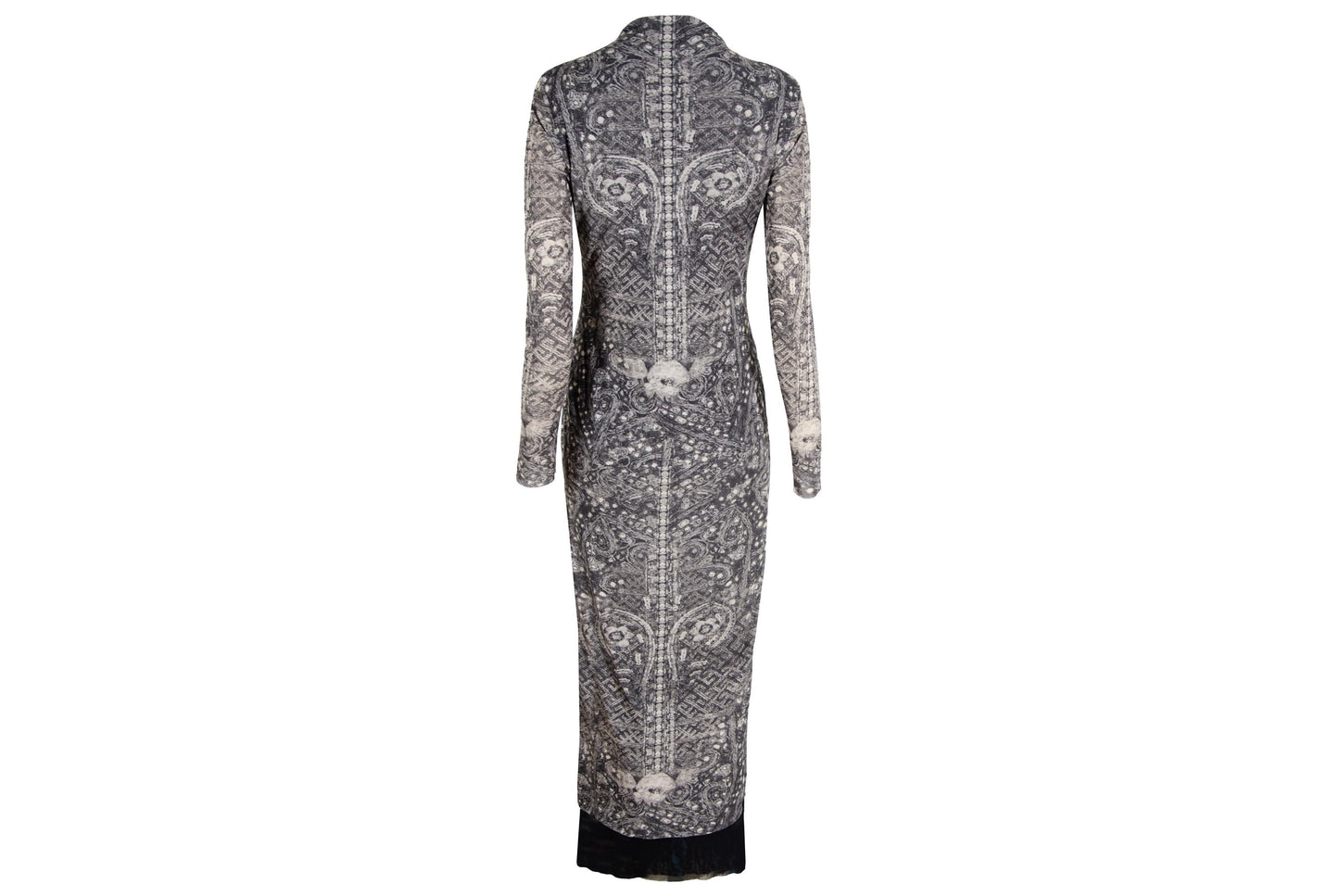 90s double layer mesh collage print long sleeves dress / Made in Italy