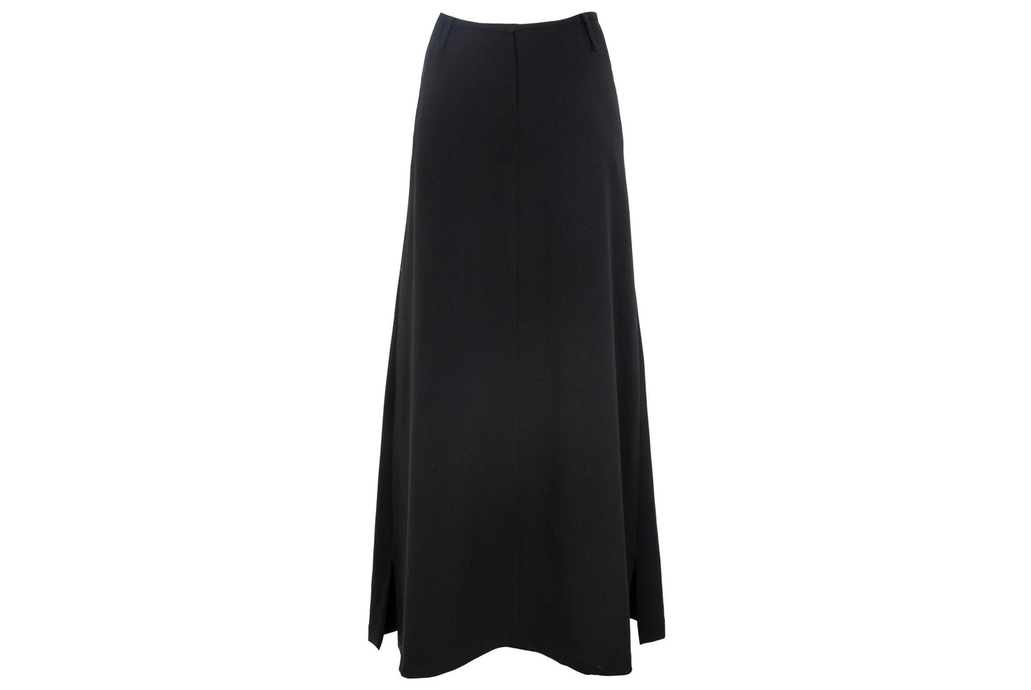 F/W 2001 Simultaneous black wool maxi skirt with back pleats and utilitarian patch pockets