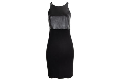 Vestido midi sin mangas de piel y punto vintage de Amaya Arzuaga / Hecho en España
