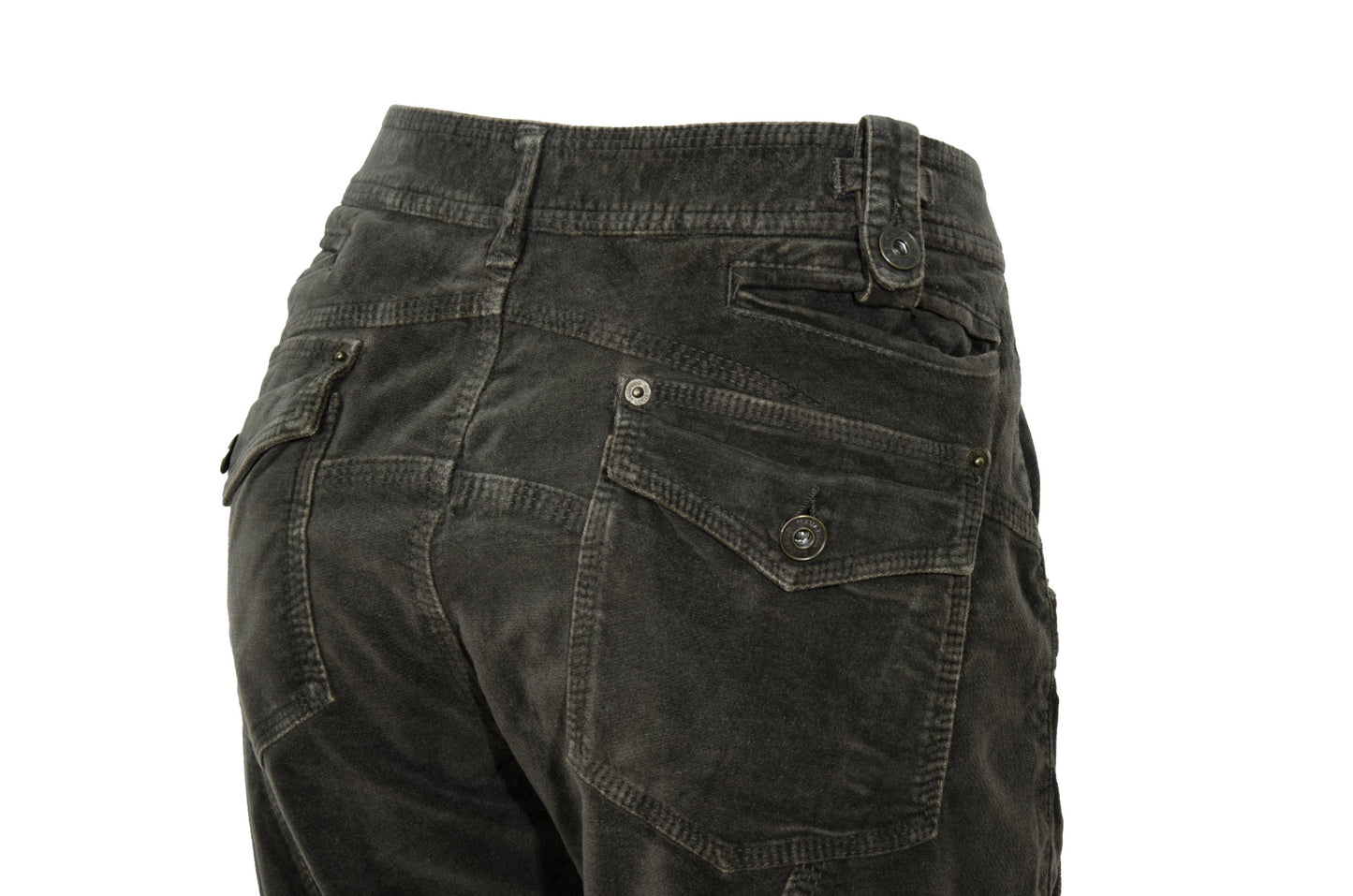 2000s Gaetano Navarra low waist military inspired multi pocket velvet cargo pants