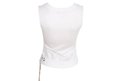 2000s "Girl" organza ribbon embroidered spellout tank top