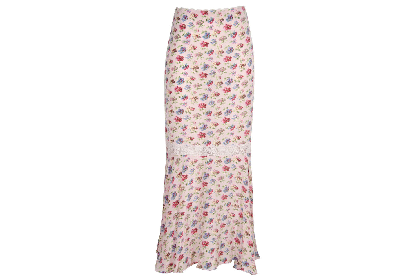 Vintage Mariella Burani 100% silk skirt with delicate lace details / Made in Italy