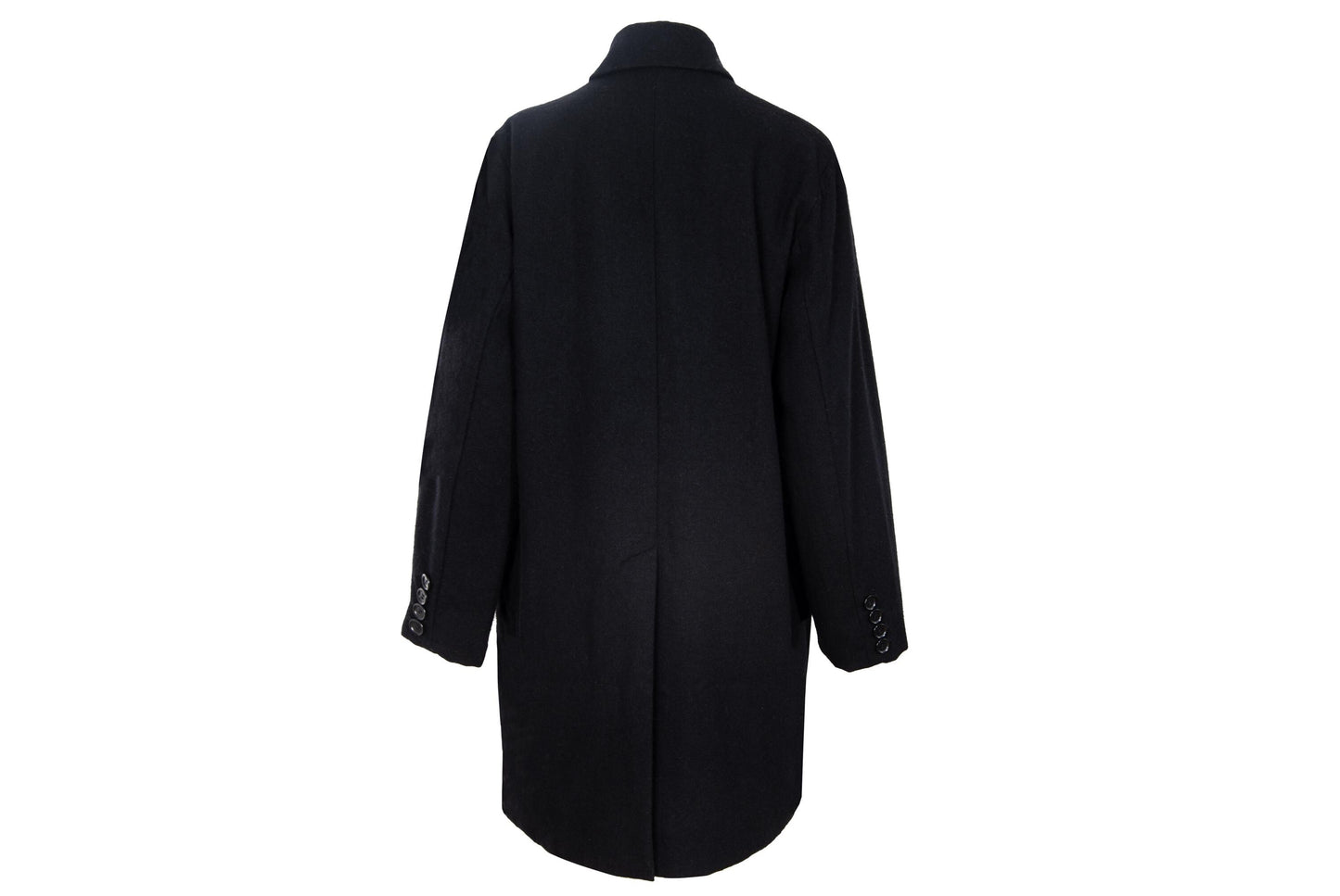 Pas de Calais black wool blend double breasted artisanal coat / Made in Japan