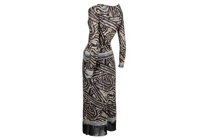 90s two piece sheer mesh set with baroque collage / Made in Italy