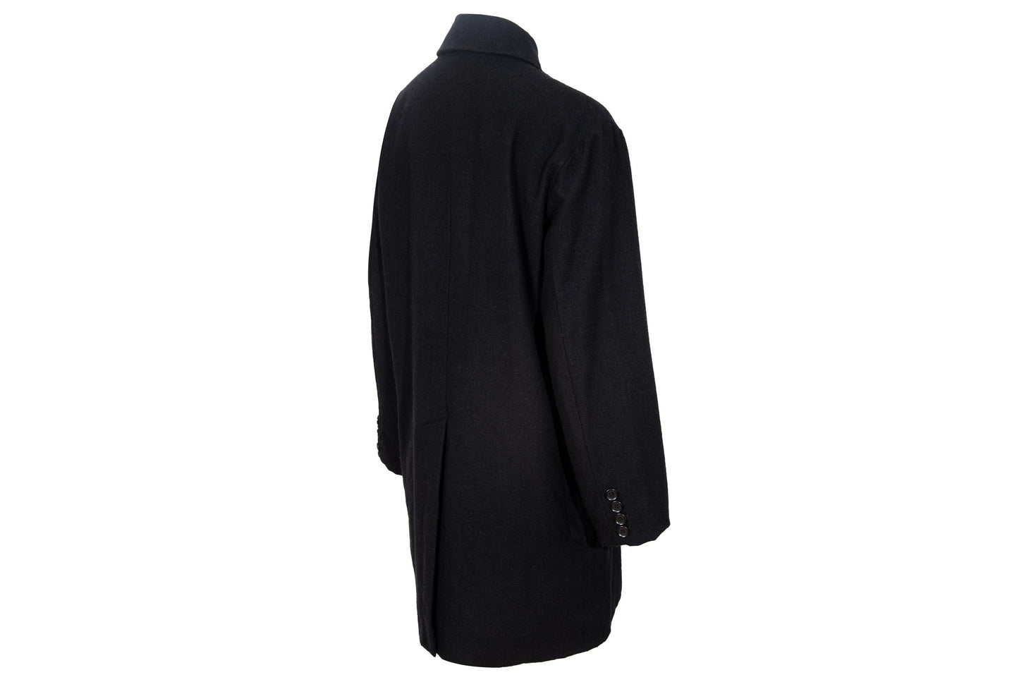 Pas de Calais black wool blend double breasted artisanal coat / Made in Japan