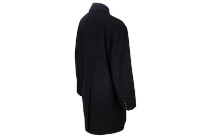 Pas de Calais black wool blend double breasted artisanal coat / Made in Japan