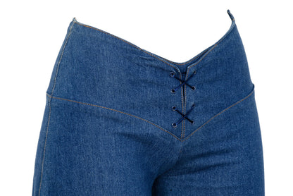 S/S 2002 Fatima Lopes denim lace-up corset style flared jeans