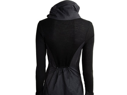 Vintage toggle drawstring asymmetrical technical nylon and rib knit parachute dress / Made in France