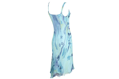 Vintage 100% silk crepe asymmetrical cowl neck dress / Made in Italy