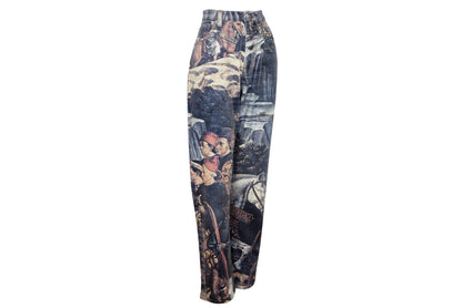 1990s medieval print jeans / High waisted straight tapered leg jeans / W29
