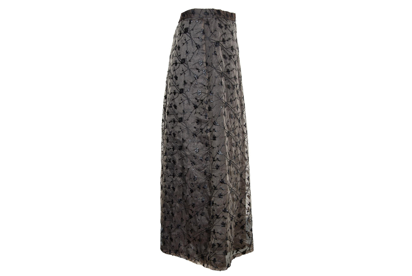 90s Marcel Marongiu embroidered sheer tulle midi skirt / Made in France