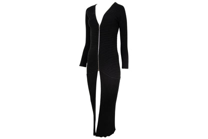 Vintage PierAntonioGaspari black cotton rib knit zip front cardigan / Made in Italy