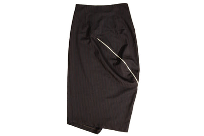 Vintage Collection Privée? wool blend brown striped avant garde skirt / Made in Italy