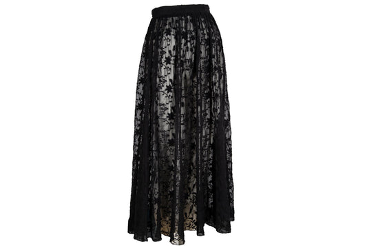 90s Marcel Marongiu sheer high waist lace maxi skirt / Made in France