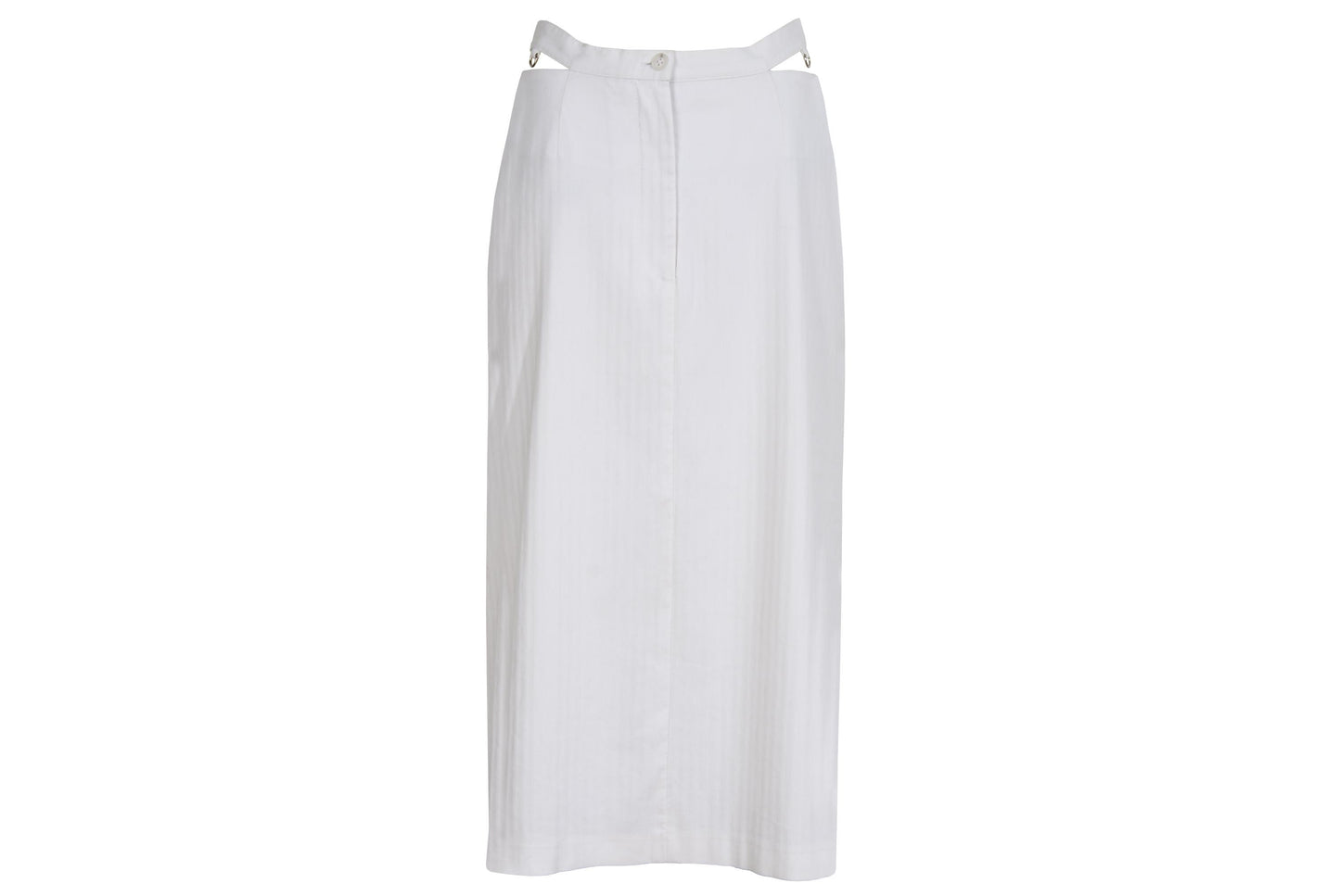 S/S 2003 Simultaneous white midi skirt with cutout integrated belt / Made in Italy