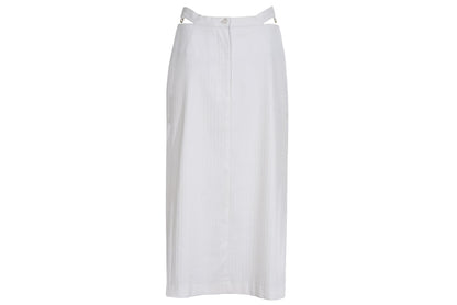 S/S 2003 Simultaneous white midi skirt with cutout integrated belt / Made in Italy