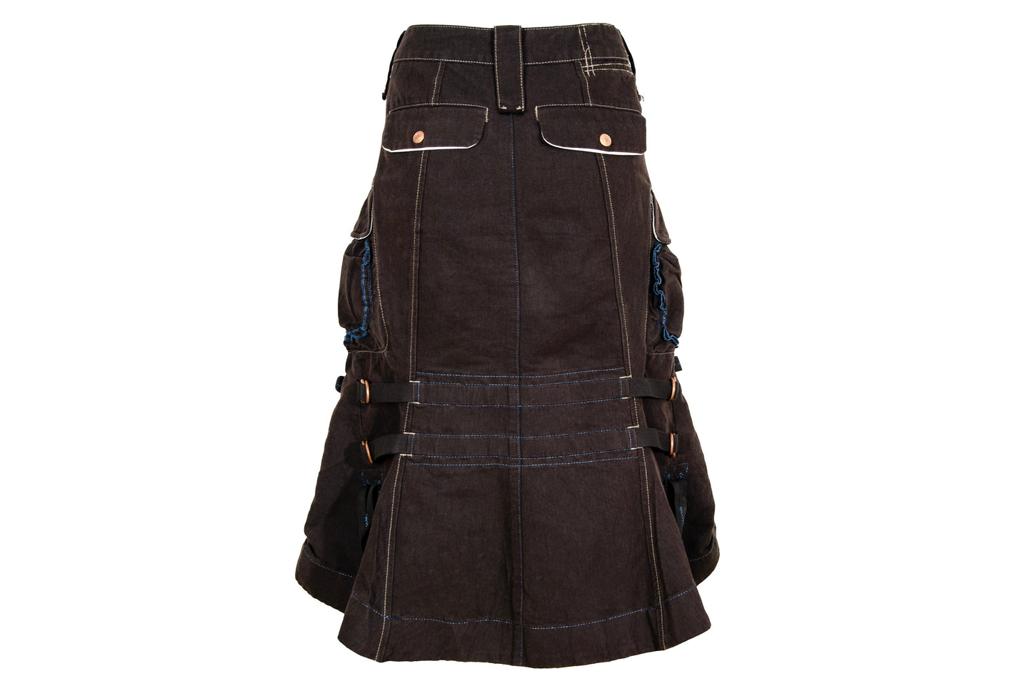 S/S 2003 Marithé + François Girbaud brown cotton cargo multi-pocket skirt / Made in Italy